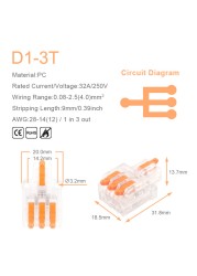 25/50/100pcs Transparent Can Fixed Wire Splitter Universal Compact Connector Terminal Block Cable Fast Splicing Wiring Connector