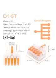 25/50/100pcs Transparent Can Fixed Wire Splitter Universal Compact Connector Terminal Block Cable Fast Splicing Wiring Connector