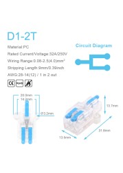 25/50/100pcs Transparent Can Fixed Wire Splitter Universal Compact Connector Terminal Block Cable Fast Splicing Wiring Connector