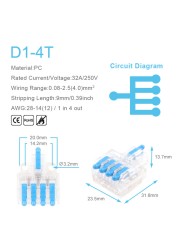 25/50/100pcs Transparent Can Fixed Wire Splitter Universal Compact Connector Terminal Block Cable Fast Splicing Wiring Connector