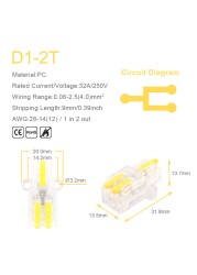 25/50/100pcs Transparent Can Fixed Wire Splitter Universal Compact Connector Terminal Block Cable Fast Splicing Wiring Connector