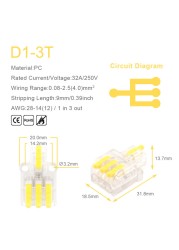 25/50/100pcs Transparent Can Fixed Wire Splitter Universal Compact Connector Terminal Block Cable Fast Splicing Wiring Connector