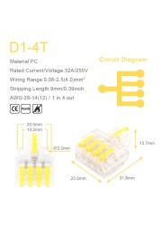 25/50/100pcs Transparent Can Fixed Wire Splitter Universal Compact Connector Terminal Block Cable Fast Splicing Wiring Connector