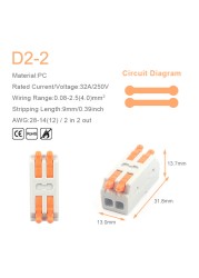 25/50/100pcs Quick Butt Wire Connector 2/3 Pin Interconnection Terminal Blocks Home Electrical Compact Connector Connectors for 28-12AWG