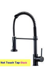 Hot Cold Touch Spring Kitchen Faucets With Pull Out Sprayer Pull Out Kitchen Mixer Tap Black Smart Sensor Touch Kitchen Faucet