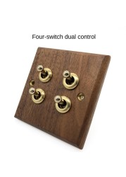 DepoGuye high quality retro American light switch socket, pure wood copper toggle switch panel, home and bed wall light switch