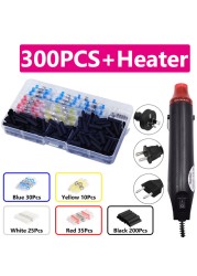 300W Electric Handheld Heat Gun Hot Air Gun with 50-300pcs Heat Shrink Terminals for DIY Craft Embossing Shrink Wrap PVC