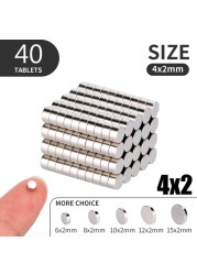 20 40 80pcs/lot 4X2 6x2 5x2 6x1mm Magnet Hot Round Strong Magnet Super Rare Earth Neodymium Magnet 3x2