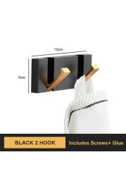 Black Golden Robe Hooks Folding Towel Hanger Aluminum Multifunctional Hook Wall Hooks Coat Clothes Holder for Kitchen Bathroom