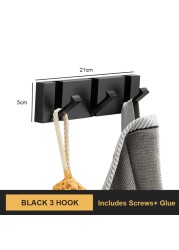 Black Golden Robe Hooks Folding Towel Hanger Aluminum Multifunctional Hook Wall Hooks Coat Clothes Holder for Kitchen Bathroom