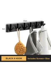 Black Golden Robe Hooks Folding Towel Hanger Aluminum Multifunctional Hook Wall Hooks Coat Clothes Holder for Kitchen Bathroom