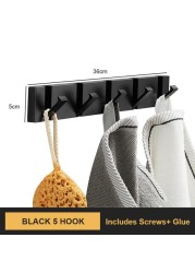 Foldable Towel Hanger Black Gold Clothes Rack Hanger Clothes Hook 2 Ways Installation Wall Hooks Wall Mounted Aluminum Kitchen Hook