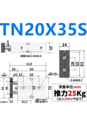 TN TN20 Same as AirTAC Twin Rod Cylinder Pneumatic TN20×10S TN20x20S TN20X30S TN20x40S TN20-50S TN20x60S TN20x70S 80 90 100 5