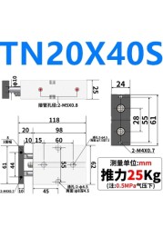 TN TN20 Same as AirTAC Twin Rod Cylinder Pneumatic TN20×10S TN20x20S TN20X30S TN20x40S TN20-50S TN20x60S TN20x70S 80 90 100 5