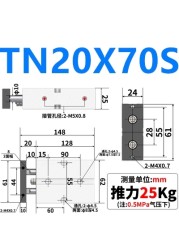 TN TN20 Same as AirTAC Twin Rod Cylinder Pneumatic TN20×10S TN20x20S TN20X30S TN20x40S TN20-50S TN20x60S TN20x70S 80 90 100 5