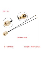 10pcs RF1.13 0.81 Pigtail RF Coax Extension Jumper SMA Male to Dual MHF4 IPEX1/4 Female IPX U.fl Y Type Splitter Combiner