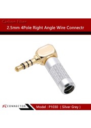 4pcs carbon fiber 2.5mm 3 pole 4 pole stereo male plug right angle 4.4mm 5 pole jack connector