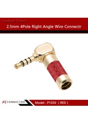 4pcs carbon fiber 2.5mm 3 pole 4 pole stereo male plug right angle 4.4mm 5 pole jack connector