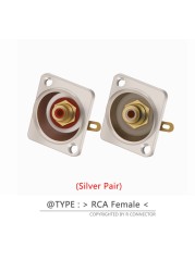 Premium Board Mount RCA Connector Female, Silver RCA Female Socket, Red and White Colors Available, 50 Pieces