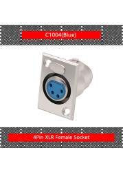 10pcs/lot XLR Female Panel Mount Connector 4 Pin XLR Plug Metal Nickel Plated XLR Chassis Wholesale