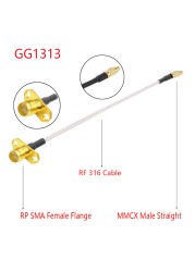 10pcs RG316 Coaxial Cable MMCX to SMA/RP-SMA Female Flange Panel Mount FPV Antenna Extension Cord for TBS Unite Pandark VTX