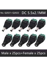 DC Male and Female Power DC Jack CCTV Video Balun 5.5*2.1mm DC Power Plug Terminals Connector Adapter