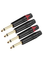 10pcs/lot Mono/Stereo Jack 6.35mm Male Plug Wire Connector Guitar Microphone MIC 6.3mm Plug Audio Connector Factory Wholesale