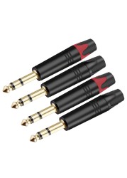 10pcs/lot Mono/Stereo Jack 6.35mm Male Plug Wire Connector Guitar Microphone MIC 6.3mm Plug Audio Connector Factory Wholesale