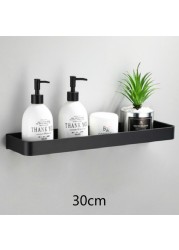 Bathroom Shelf No Drilling Organizer Shower Storage Rack Black Corner Wall Shelves Aluminum Toilet Shampoo Holder