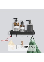 Bathroom Shelf No Drilling Organizer Shower Storage Rack Black Corner Wall Shelves Aluminum Toilet Shampoo Holder