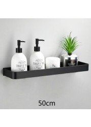 Bathroom Shelf No Drilling Organizer Shower Storage Rack Black Corner Wall Shelves Aluminum Toilet Shampoo Holder