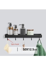 Bathroom Shelf No Drilling Organizer Shower Storage Rack Black Corner Wall Shelves Aluminum Toilet Shampoo Holder