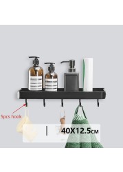 Bathroom Shelf No Drilling Organizer Shower Storage Rack Black Corner Wall Shelves Aluminum Toilet Shampoo Holder