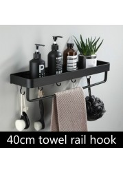 Bathroom Shelf No Drilling Organizer Shower Storage Rack Black Corner Wall Shelves Aluminum Toilet Shampoo Holder