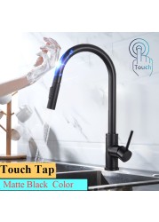 Touch On Kitchen Faucet With Pull Down Sprayer, Touch On Kitchen Sink Stainless Steel Faucet Hot Cold Sensor Kitchen Mixer Tap