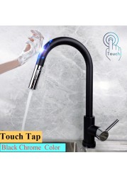 Touch On Kitchen Faucet With Pull Down Sprayer, Touch On Kitchen Sink Stainless Steel Faucet Hot Cold Sensor Kitchen Mixer Tap