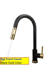 Touch On Kitchen Faucet With Pull Down Sprayer, Touch On Kitchen Sink Stainless Steel Faucet Hot Cold Sensor Kitchen Mixer Tap