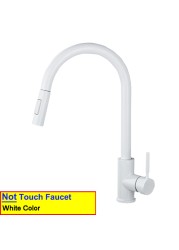 Touch On Kitchen Faucet With Pull Down Sprayer, Touch On Kitchen Sink Stainless Steel Faucet Hot Cold Sensor Kitchen Mixer Tap