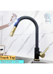 Brushed Nickel Touch Kitchen Faucets With Pull Down Sprayer Automatic Sensor Kitchen Mixer Tap Hot Cold Pull Out Touch Faucet