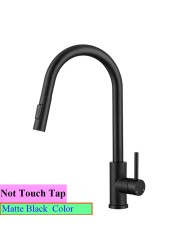 Brushed Nickel Touch Kitchen Faucets With Pull Down Sprayer Automatic Sensor Kitchen Mixer Tap Hot Cold Pull Out Touch Faucet