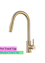 Brushed Nickel Touch Kitchen Faucets With Pull Down Sprayer Automatic Sensor Kitchen Mixer Tap Hot Cold Pull Out Touch Faucet