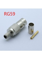 10pcs/lot BNC Female Crimp Connector New BNC Female Crimp Straight For RG58 RG59 RG6 RF Coax Adapter Connector