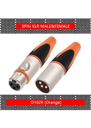 10pcs/lot XLR Plug Waterproof 3Pin Metal XLR Adapter Female/Male Microphone Connector Plug Straight Balanced Socket