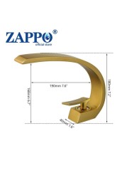 ZAPPO Chrome Polish Stream Solid Brass Wash Basin Design Bathroom Deck Mount Sink Faucet Mixer Black Nickel Brush Tap