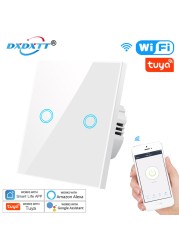 DXDXTT Alexa WiFi Smart Switch Tuya No Neutral EU Standard Touch Switches Smart Life 220V Work with Google Home Voice Control