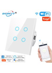 DXDXTT Alexa WiFi Smart Switch Tuya No Neutral EU Standard Touch Switches Smart Life 220V Work with Google Home Voice Control