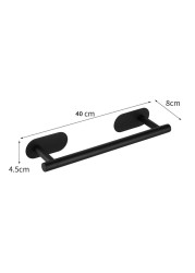 No Drilling Stainless Steel Self Adhesive Towel Bar Paper Holder Clothes Hook Towel Ring Black Golden Bathroom Accessories Set