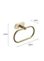 No Drilling Stainless Steel Self Adhesive Towel Bar Paper Holder Clothes Hook Towel Ring Black Golden Bathroom Accessories Set