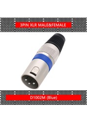 10pcs/lot 3 Pin XLR Male/Female Plug Wire Connector 3 Poles XLR Microphone Plug MIC Cable Terminal Connector 7 Colors