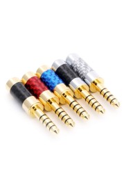 10pcs Gold Plated Carbon Fiber Jack 4.4mm 5 Pole Audio Connectors Pure Copper Connector With 6mm Wire Hole